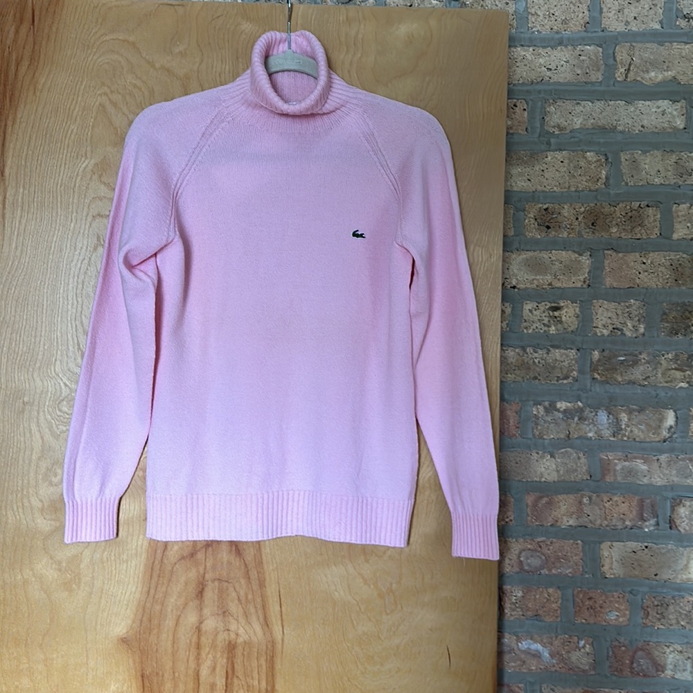 Lacoste Stretch Pink Turtleneck Sweater. Size 12